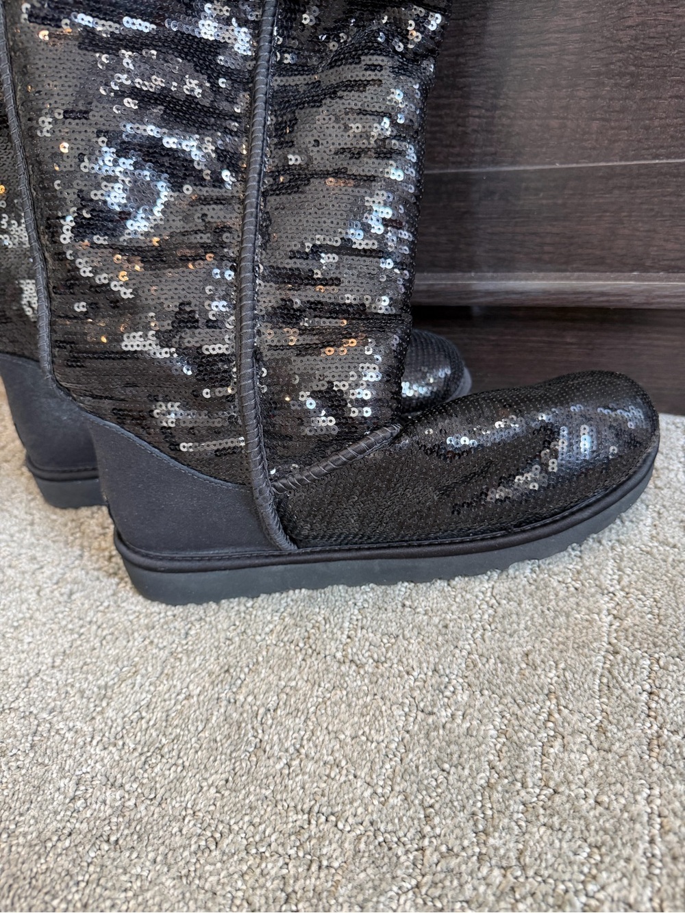 Ugg tall black sequin boots. Size 11 over the knees flip down - Picture 3 of 8